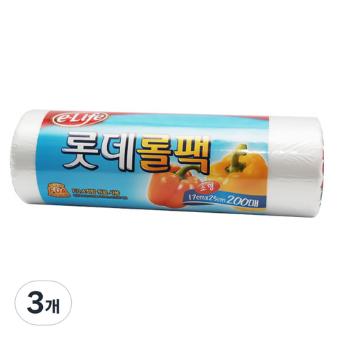 롯데이라이프 롯데 롤팩 소, 200개입, 3개
