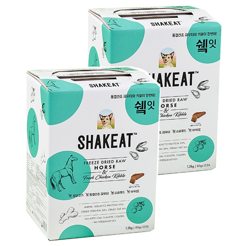 쉨잇 전연령 독 파우치박스 동결건조 사료, 말, 1.2kg, 2개