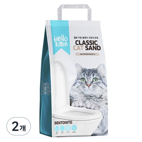 헬로키튼 벤토나이트, 7kg, 2개, 베이비 파우더향