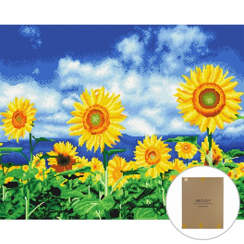 아트조이 DIY 보석십자수 캔버스형 푸른 해바라기밭 75 x 60 cm, 1개