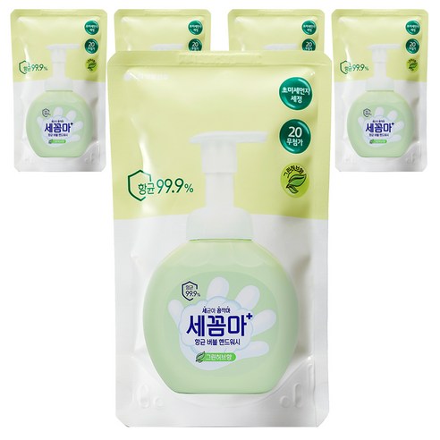 온더바디 세꼼마 버블 핸드워시 그린허브향 리필, 200ml, 5개