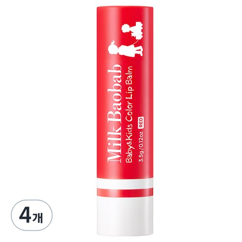 밀크바오밥 베이비 앤 키즈 컬러 립밤 3.5g, 딸기향, 4개