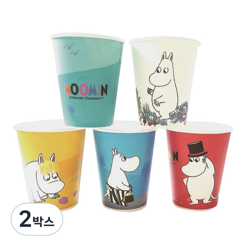 무민 5종 컬러 종이컵 270ml, 100개입, 2박스