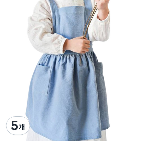 젊은이마켓 아동용 린넨 앞치마, 스카이블루, 5개