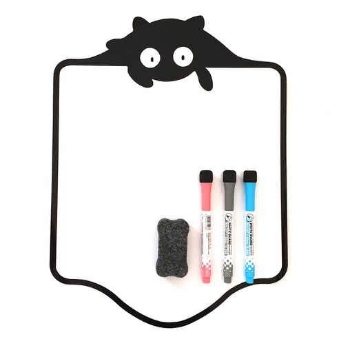 포포 자석 메모 보드 + 3색 펜 + 지우개 포함 세트 C. 검은 고양이