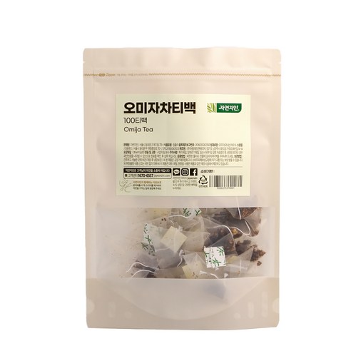 자연지인 오미자차 삼각티백 대용량, 1g, 100개