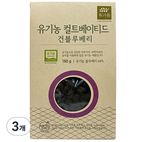 유가원 컬티베이티드 건블루베리, 160g, 3개