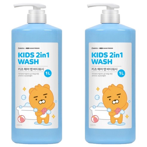 베비언스 리틀카카오프렌즈 키즈 헤어 앤 바디워시 블루, 1L, 2개