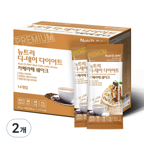 뉴트리디데이 다이어트 카페라떼 쉐이크, 350g, 2개