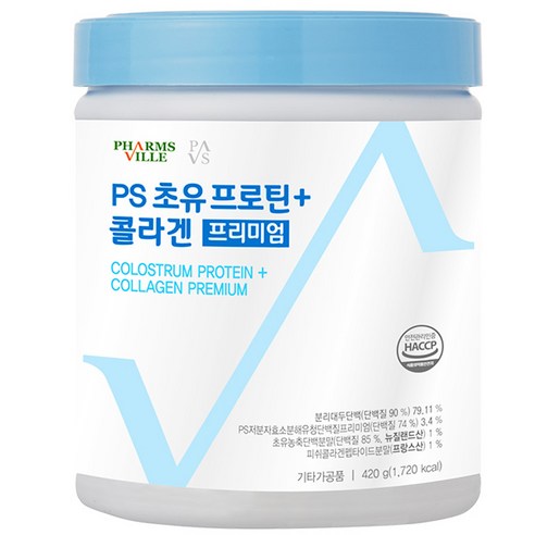PS 초유프로틴+ 콜라겐 프리미엄 분리유청 단백질 보충제 쉐이크 파우더, 420g, 1개