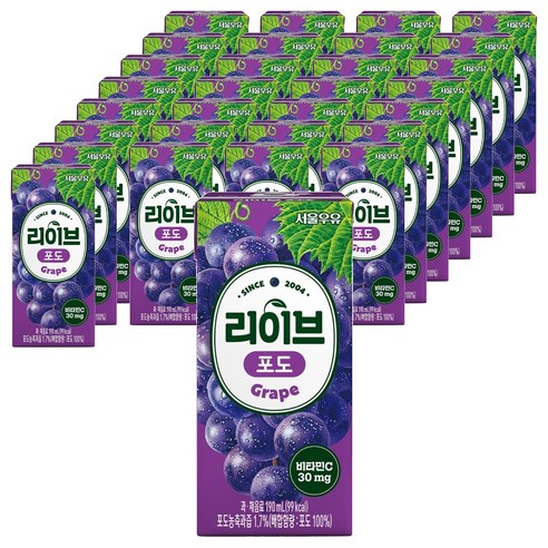 서울우유 리이브포도, 190ml, 96개