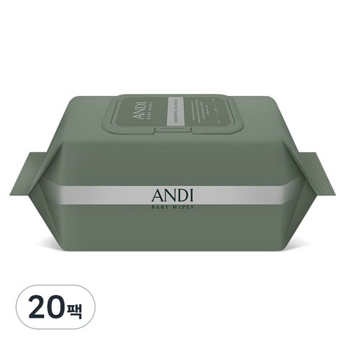 안디 시그니처 저자극 대용량 아기물티슈 캡형, 50g, 102매, 20개