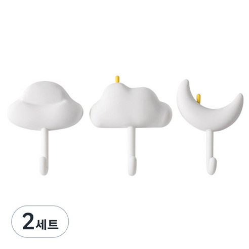 한봄누리 접착식 강력 후크 걸이 현관 주방 욕실 다용도 벽걸이 3종 세트, 2세트, 화이트
