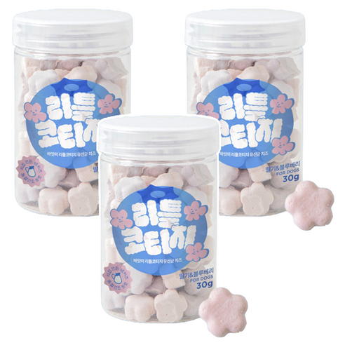 바잇미 강아지 리틀코티지 유산균 치즈, 혼합맛(딸기/블루베리), 30g, 3개