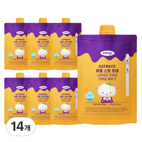 있나요 다이어트 프로틴 단백질 파우치 쉐이크 퍼플 스윗 포테맛, 14개, 40g