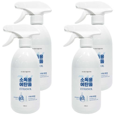 더블유제약 소독용 에탄올 스프레이, 4개, 500ml