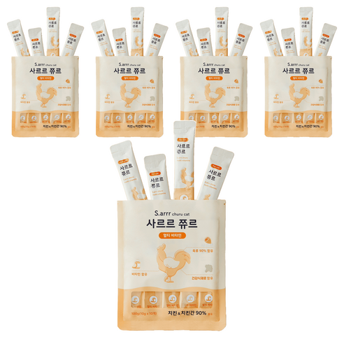 동원아르르 사르르 쮸르 짜먹는 고양이간식 멀티비타민, 치킨/치킨간, 100g, 5개
