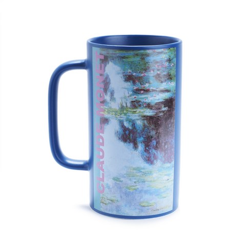 클라보 아트 롱 머그컵 500ml, 모네수련 네이비, 1개