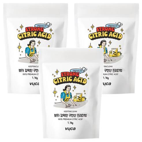 뷰카 강력한 구연산 프리미엄, 1.1kg, 3개
