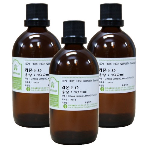 허브솝 에센셜 오일, 레몬, 100ml, 3개