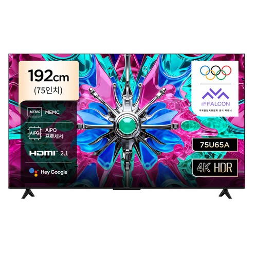 TCL 아이팔콘 4K HDR Google TV, 75U65A, 방문설치, 벽걸이형, 192cm(75인치)