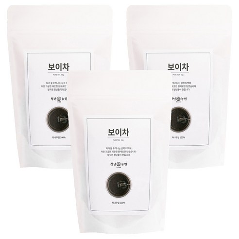 청년농원 저온가공 보이차 삼각티백, 1g, 50개입, 3개, 1g
