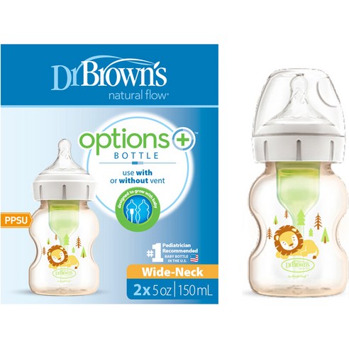 닥터브라운 옵션스 플러스 데코 와이드넥 PPSU 젖병 150ml 2p + 150ml 세트, 브라운, 3개
