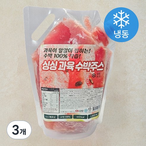 지엔씨푸드 싱싱 과육 수박주스 (냉동), 3개, 1L