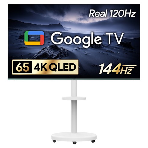 더함 4K UHD QLED 구글 스마트 이동식 144Hz 스마트TV 패키지, 165cm(65인치), UA651QLED SMART CINEMA144 24C1, 이동형 스탠드, 방문설치