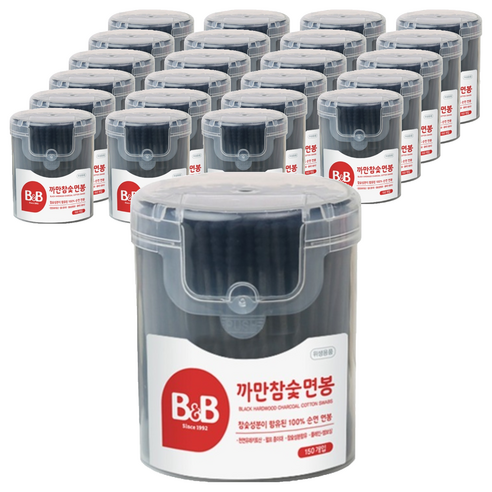비앤비 참숯 까만 면봉, 150개입, 24개