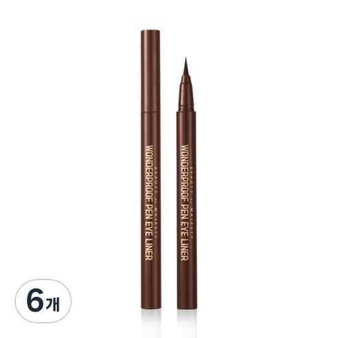비오엠 원더프루프 펜 아이라이너 0.5g, 03 소프트브라운, 6개