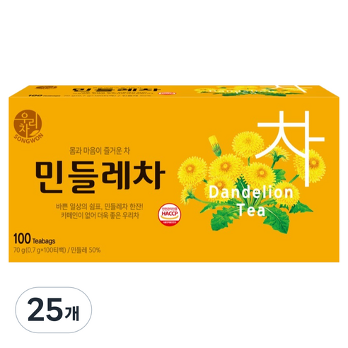 우리차 민들레차, 700mg, 100개입, 25개