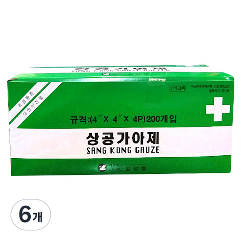 상공 가아제 10 x 10 cm 4겹, 200개입, 6개