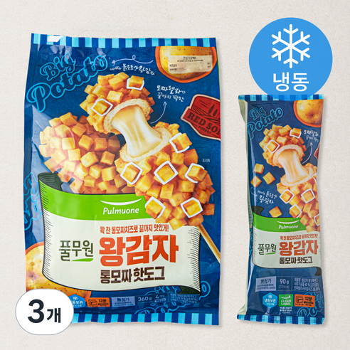 풀무원 왕감자 통모짜 핫도그 (냉동), 90g, 4개입, 3개