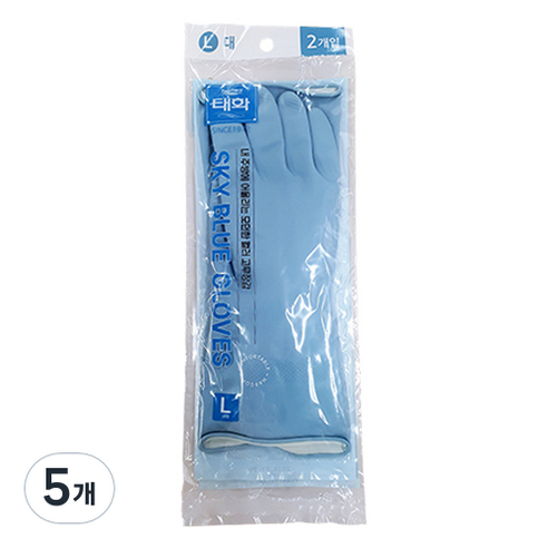태화 컬러 고무장갑 2p, 스카이블루, 대(L), 5개