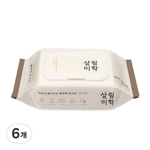 살림미학 일반형 물걸레 청소포 30매, 6개