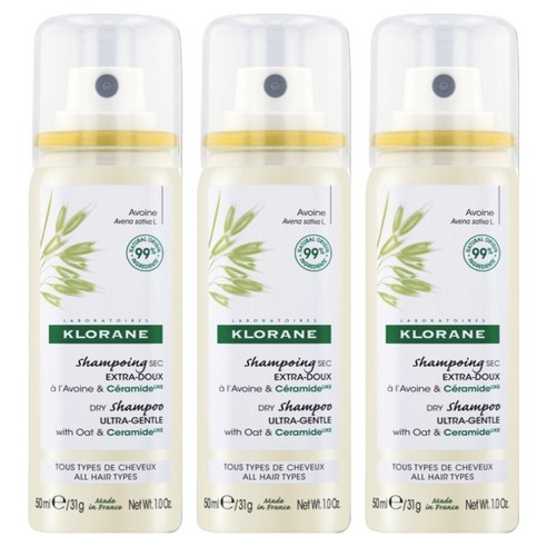 클로란 오트 & 세라마이드 저자극 드라이샴푸, 50ml, 3개