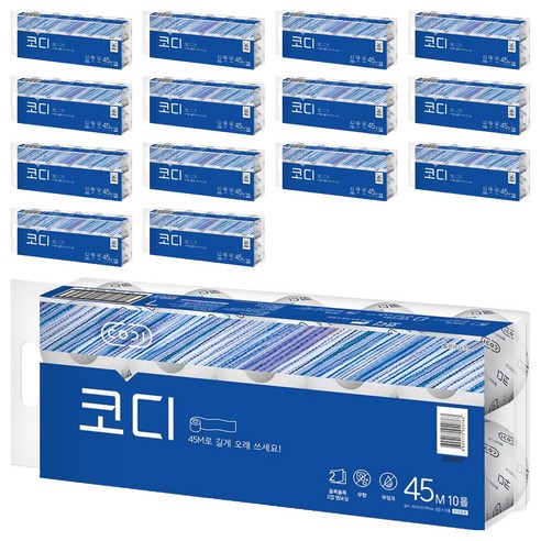 코디 롤화장지 파워엠보싱 2겹, 45m, 10롤, 15개
