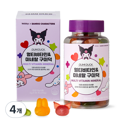 위블리즈 멀티비타민 앤 미네랄 구미덕, 80정, 4개