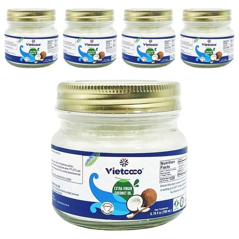 비엣코코 엑스트라 버진 코코넛오일, 5개, 200ml