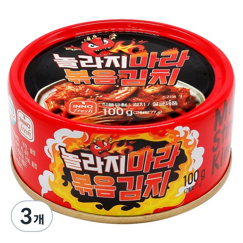 놀라지마라볶음김치캔, 100g, 3개