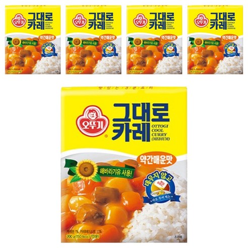 오뚜기 그대로카레 약간매운맛, 200g, 5개