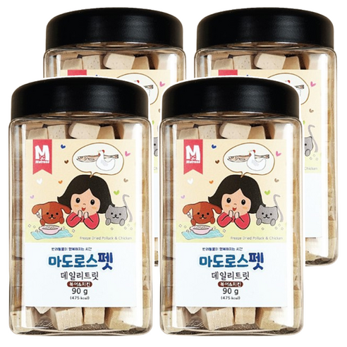마도로스펫 반려동물 데일리 트릿 동결건조간식, 혼합맛(북어/치킨), 90g, 4개