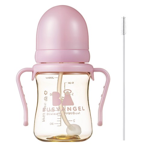비지엔젤 PPSU 빨대컵 200ml, 핑크, 1개