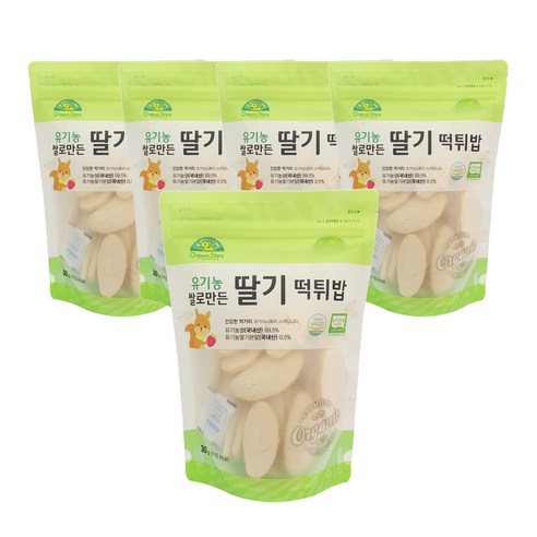 오가닉스토리 유기농 쌀로 만든 유아 떡튀밥 30g, 딸기, 5개입