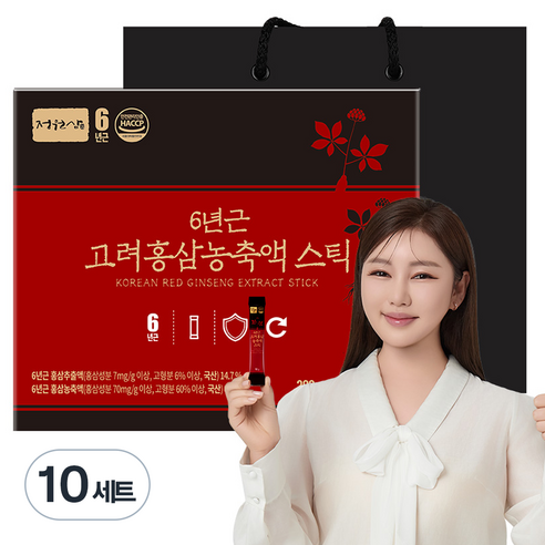 정원삼 6년근 고려홍삼 농축액 스틱 30개입 + 쇼핑백, 300g, 10세트