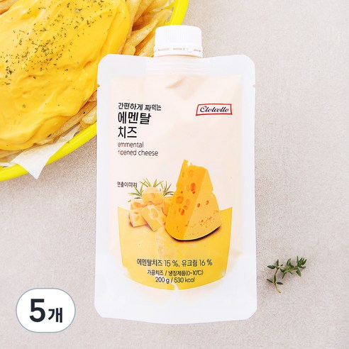 끌레베르 간편하게 짜먹는 에멘탈 치즈, 200g, 1개입, 5개