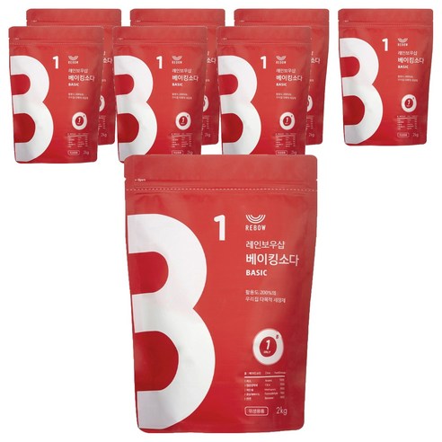 레인보우샵 베이킹소다 베이직, 2kg, 8개
