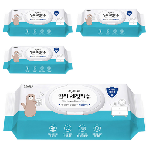 마이비 멀티 세정티슈 60p, 4개