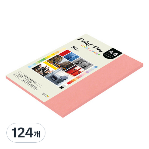 종이문화 프린트프로 얇은 칼라복사지 No 25 새몬 80g, A4, 124개